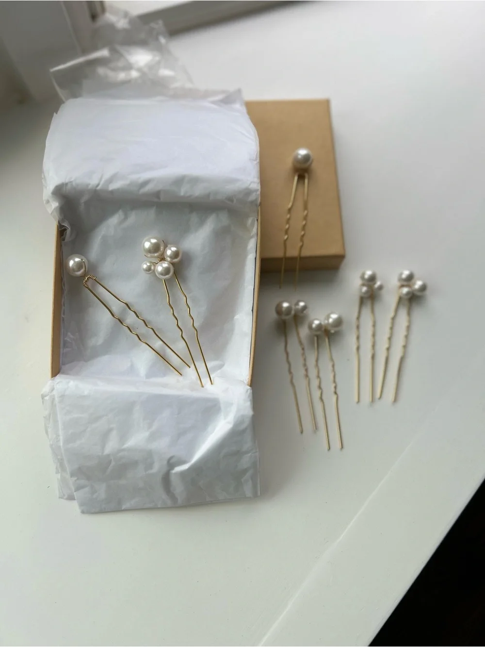 Pearl Hair Pins Set - Gold Tone